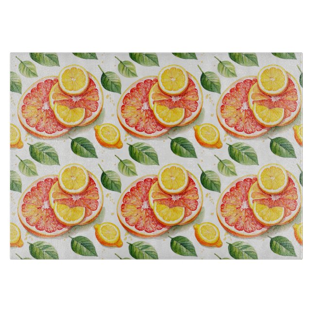 Grapefruit and Lemons Polka Dot Citrus  Cutting Board (Front)