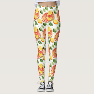 Grapefruit and Lemons Watercolor Citrus Leggings