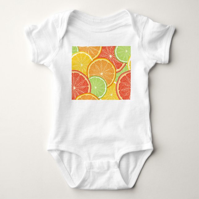 Grapefruit and orange abstract background. baby bodysuit (Front)