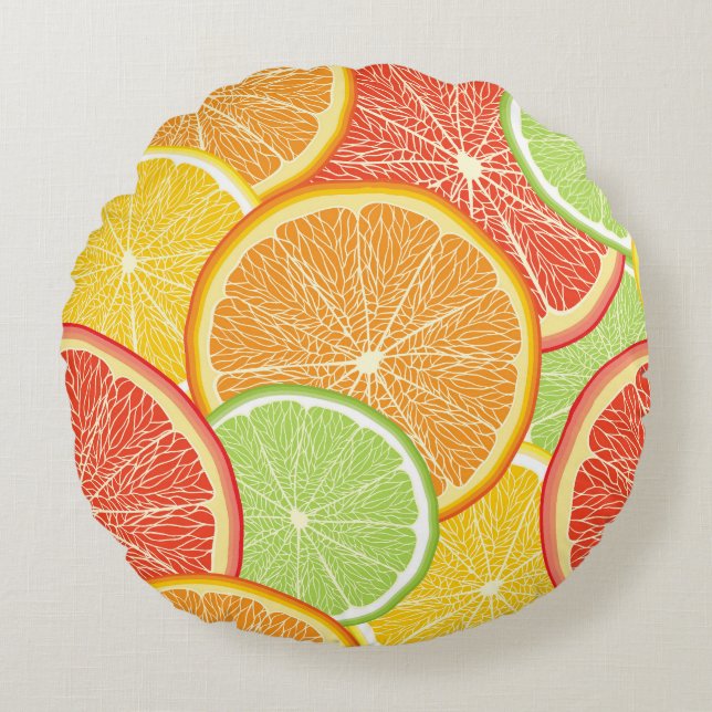 Grapefruit and orange abstract background. round cushion (Front)