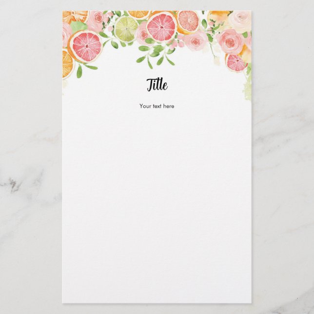 Grapefruit Citrus Bridal Shower Personalised Games (Front)