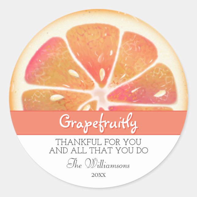 Grapefruit Citrus Fruit | Thank You Classic Round Sticker (Front)
