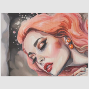 Grapefruit Goddess Pink Haired Decoupage  Tissue Paper