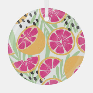 Grapefruit & Leaves: Tropical Vintage Glass Tree Decoration