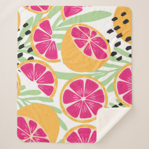 Grapefruit & Leaves: Tropical Vintage Sherpa Blanket