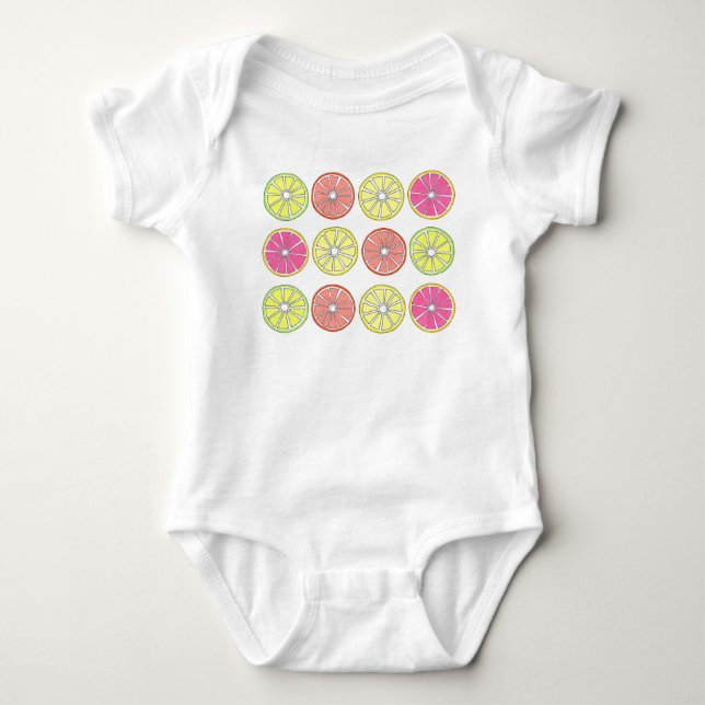 Grapefruit Lemon Lime Orange Citrus Fruit Slices Baby Bodysuit (Front)