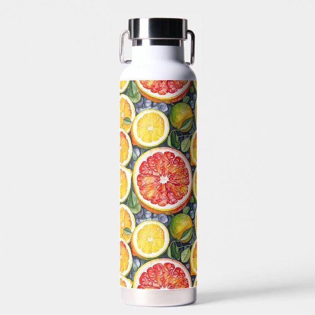 Grapefruit, Limes and Lemons Citrus Themed Water Bottle (Front)