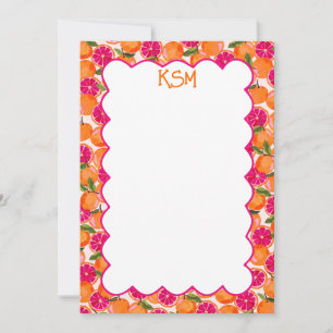 Grapefruit Monogram Watercolor Invitation