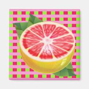Grapefruit Plaid Magnet