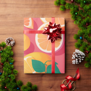 Grapefruit Retro Colorful Personalized Pattern Wrapping Paper