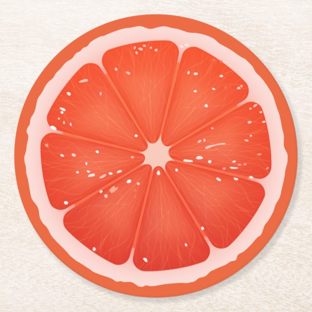 Grapefruit Slice  Round Paper Coaster (Front)