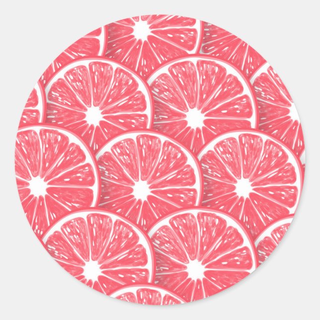 Grapefruit slices classic round sticker (Front)
