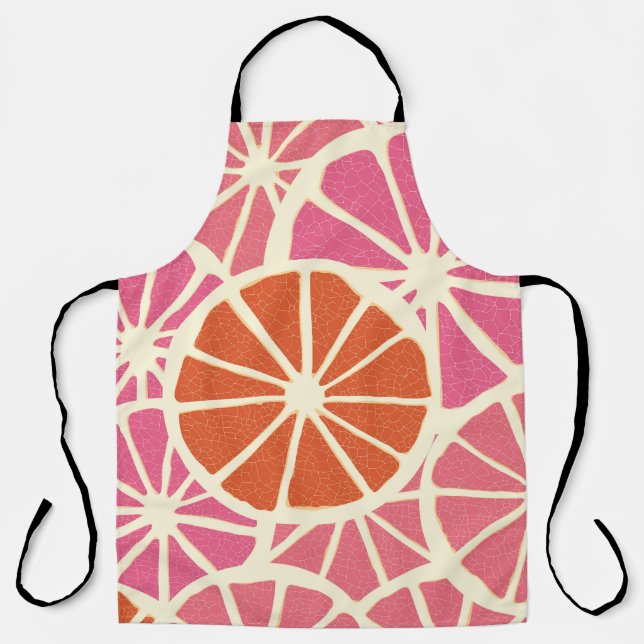 Grapefruit slices seamless pattern,fresh citrus ba apron (Front)