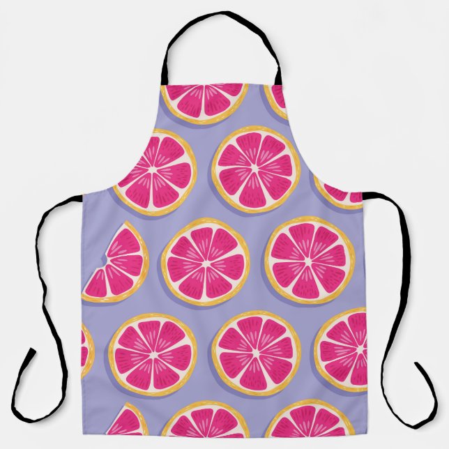 Grapefruit slices, vibrant purple pattern. apron (Front)