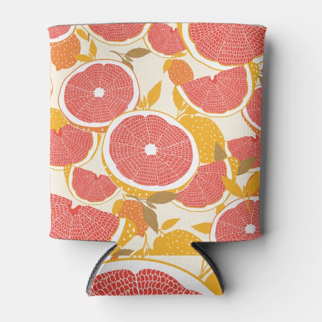 Grapefruit Slices with Leaves Can Cooler (Front)
