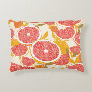 Grapefruit Slices with Leaves Decorative Cushion