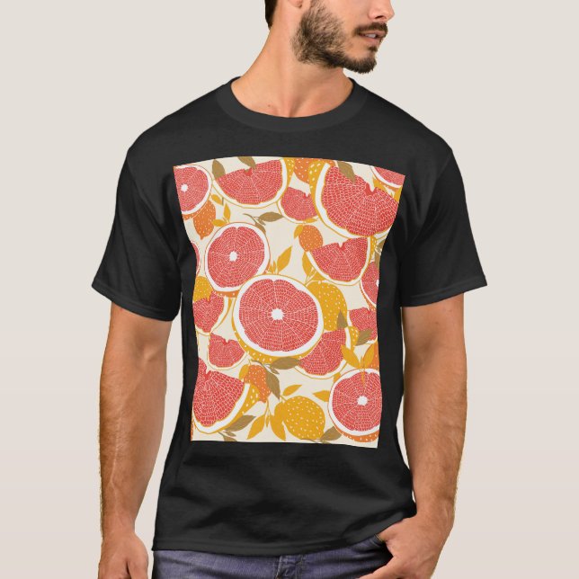 Grapefruit Slices with Leaves T-Shirt (Front)