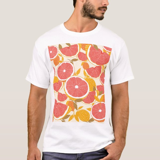 Grapefruit Slices with Leaves T-Shirt (Front)