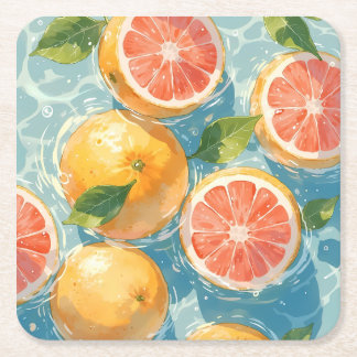 Grapefruit Splash Square Paper Coaster