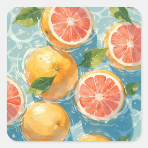 Grapefruit Splash Square Sticker