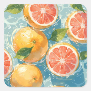 Grapefruit Square Sticker