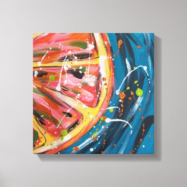 Grapefruit Vibrant Fruit Art Canvas Print (Front)