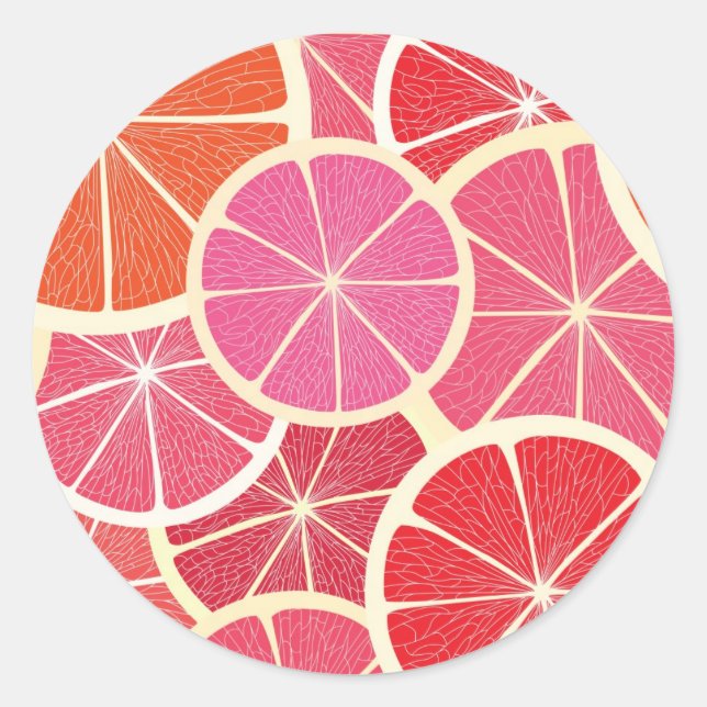 Grapefruit vintage background classic round sticker (Front)