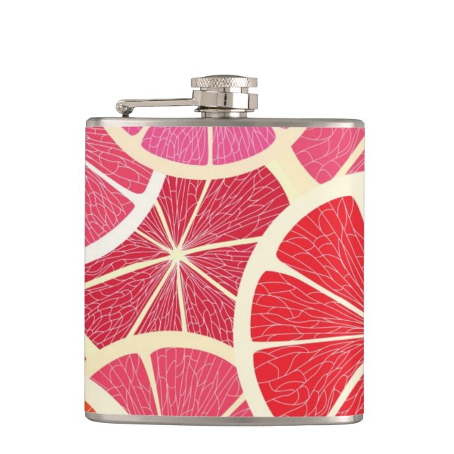Grapefruit vintage background hip flask (Front)