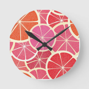 Grapefruit vintage background round clock
