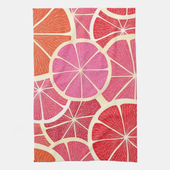 Grapefruit vintage background tea towel (Vertical)