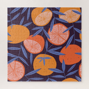 Grapefruit Vintage, Tropical Fruit Pattern. Jigsaw Puzzle
