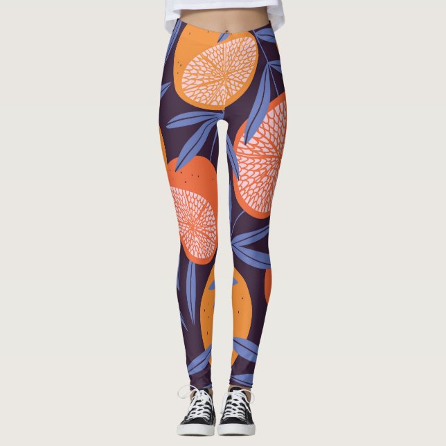 Grapefruit Vintage, Tropical Fruit Pattern. Leggings (Front)