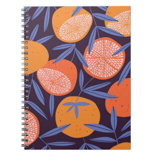 Grapefruit Vintage, Tropical Fruit Pattern. Notebook