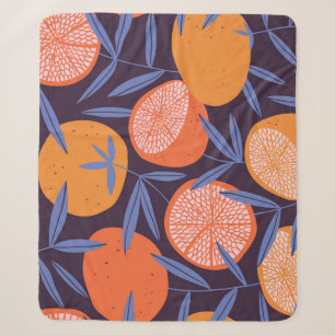 Grapefruit Vintage, Tropical Fruit Pattern. Sherpa Blanket