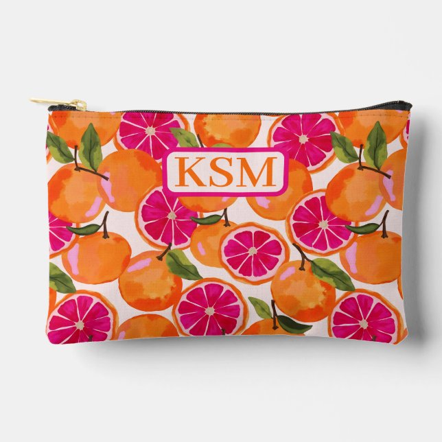 Grapefruit Watercolor Accessory Pouch (Front)