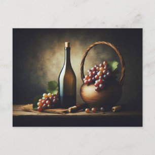 Grapes and a Bottle of Wine Still Life Postcard