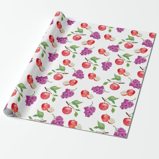 Grapes and Apples Fruit Lover  Wrapping Paper (Unrolled)