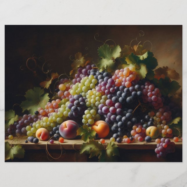 Grapes and Fruit Still Life Scrapbook Paper (Front)