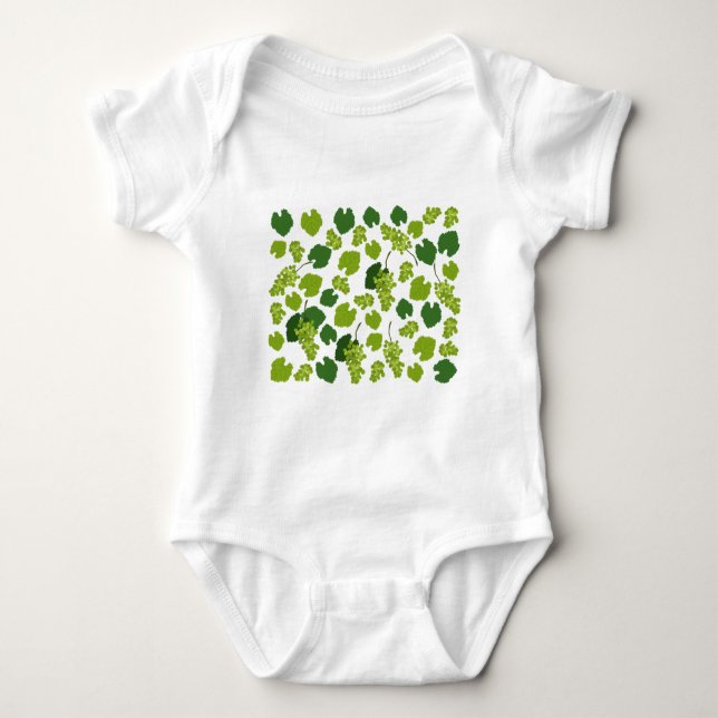 Grapes and Grape Leaves Pattern   Baby Bodysuit (Front)