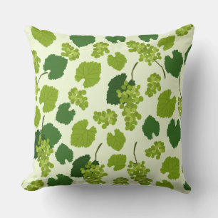 Grapes and Grape Leaves Pattern Cushion
