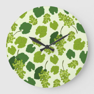 Grapes and Grape Leaves Pattern Large Clock