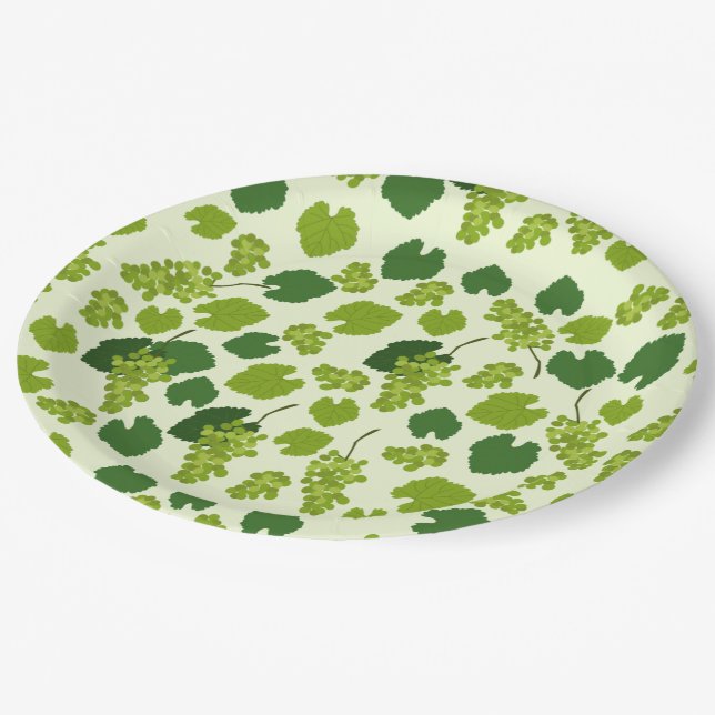 Grapes and Grape Leaves Pattern Paper Plate (Angled)