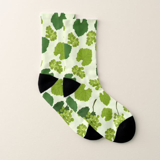 Grapes and Grape Leaves Pattern Socks (Pair)