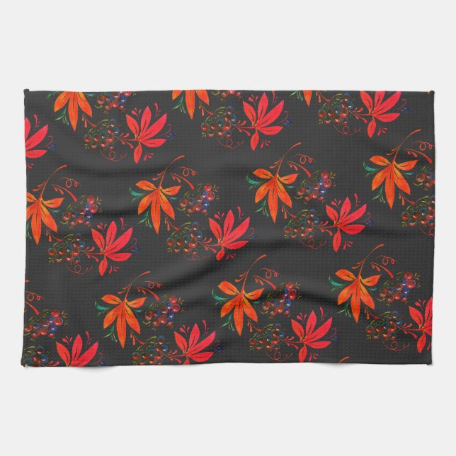 Grapes and leaves  tea towel (Horizontal)