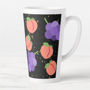 grapes and peaches pattern  latte mug