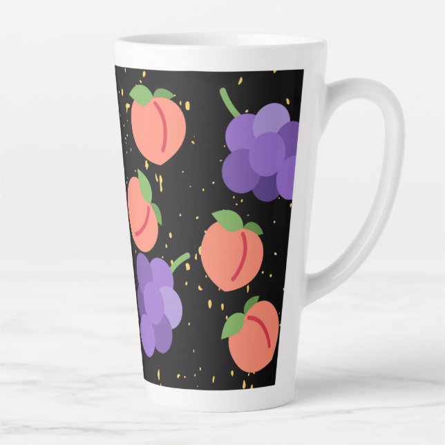 grapes and peaches pattern  latte mug (Right)