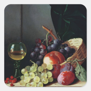 Grapes and plums square sticker