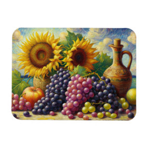Grapes and Sunflowers Oil Painting Flexible Magnet
