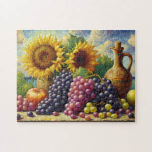Grapes and Sunflowers Oil Painting Jigsaw Puzzle