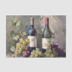 Grapes and Wine Bottles Watercolor Decoupage Tissue Paper